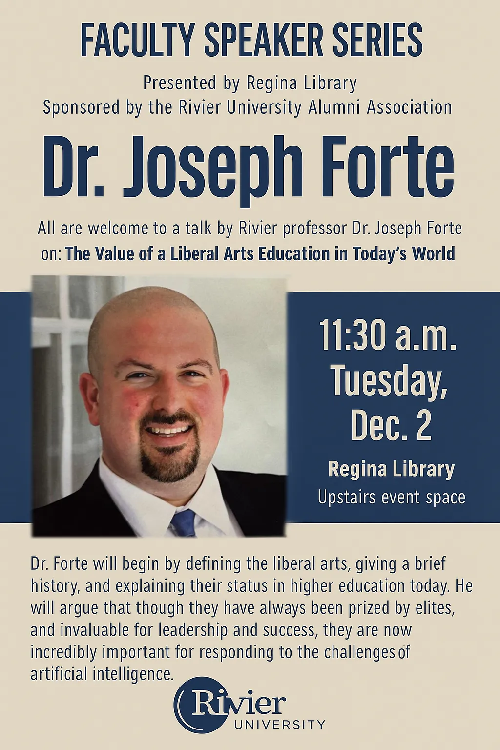 Event Flyer: The Liberal Arts — Joseph M. Forte, PhD